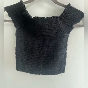 Black off the should ruched top